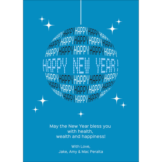 Ball Drop Flat New Year Cards